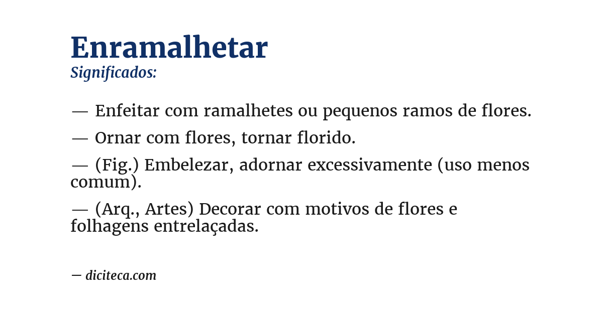 Significado de enramalhetar