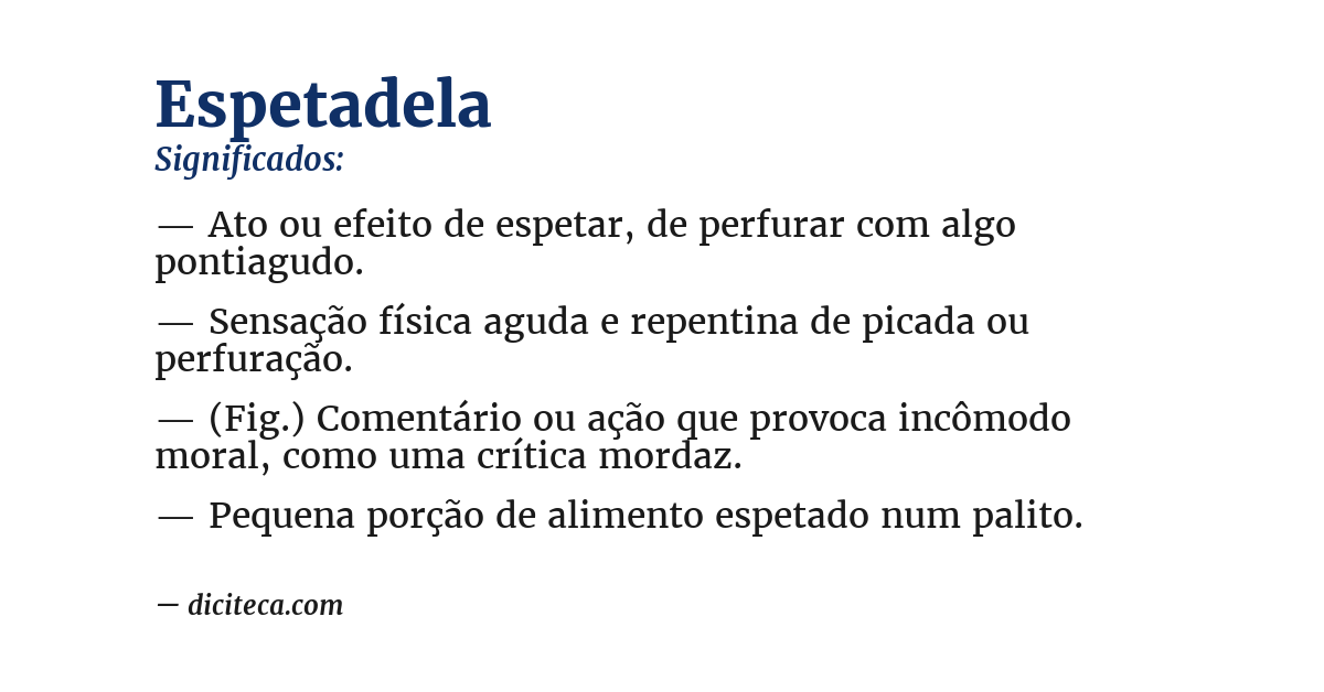 Significado de espetadela