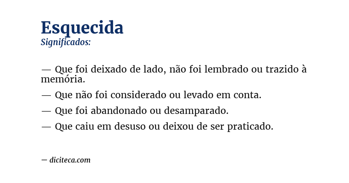 Significado de esquecida