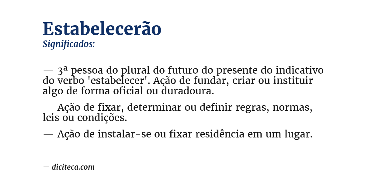 Significado de estabelecerão