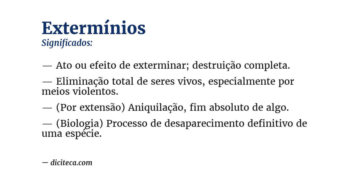 Significado de extermínios