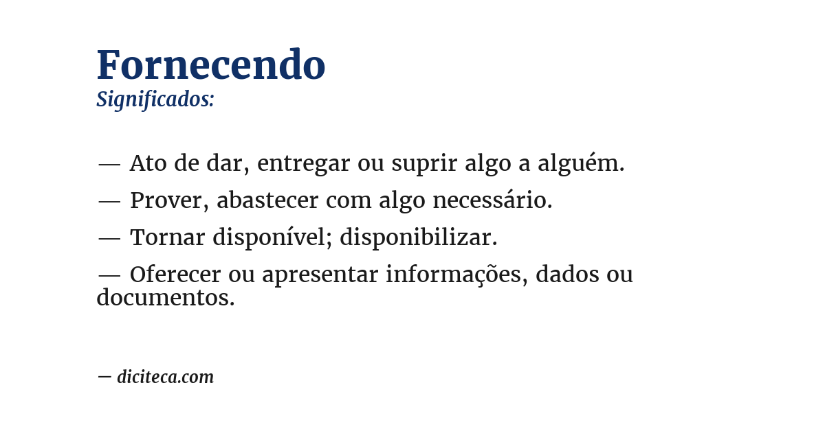 Significado de fornecendo