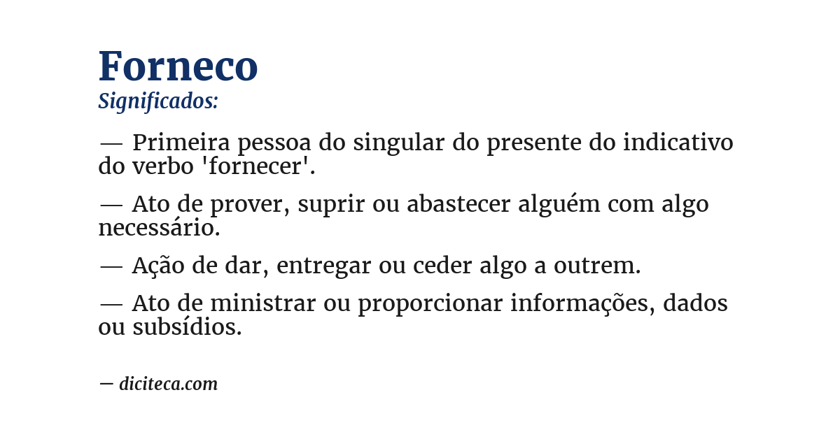 Significado de forneco