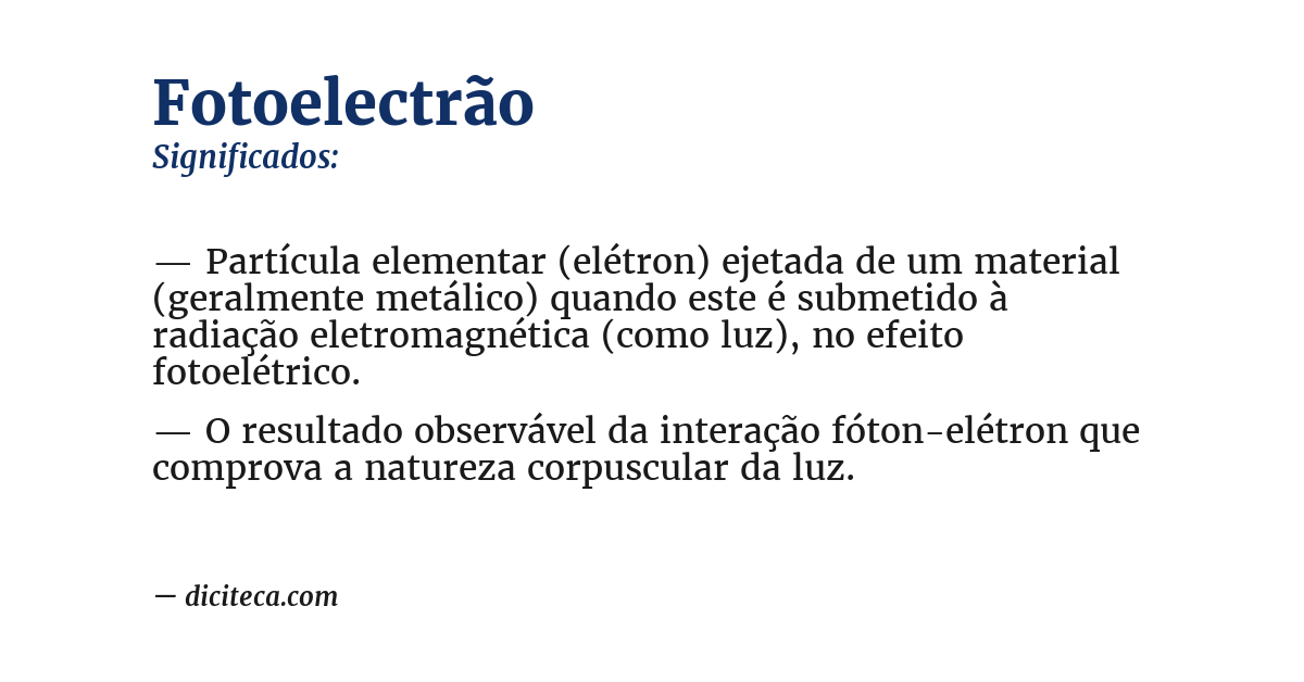 Significado de fotoelectrão