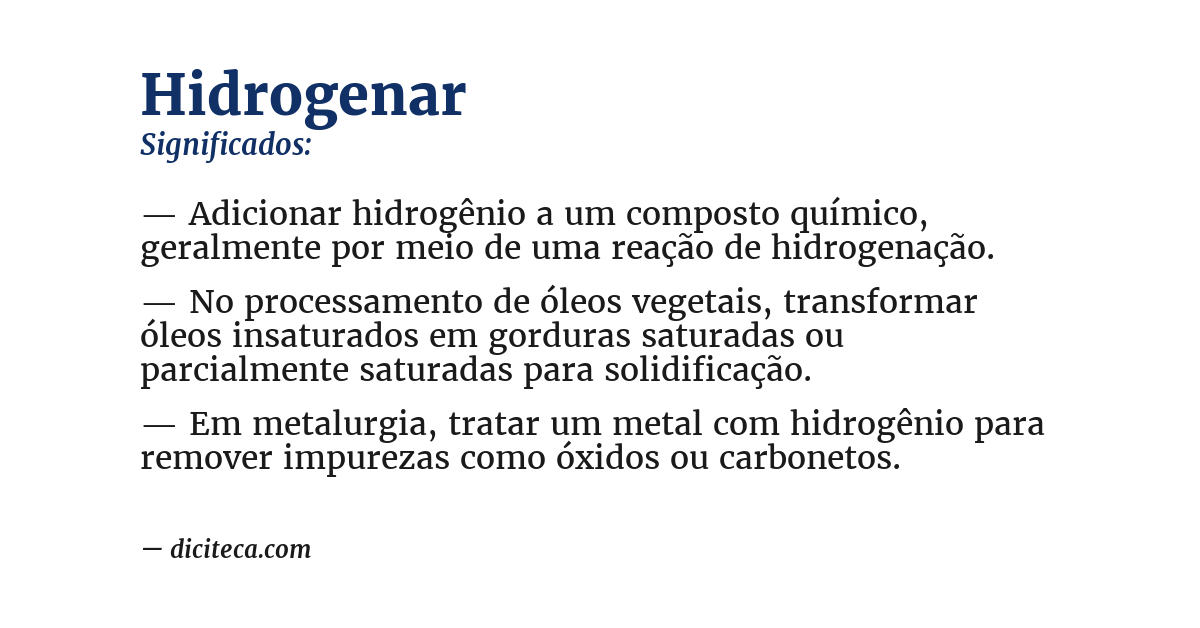 Significado de hidrogenar