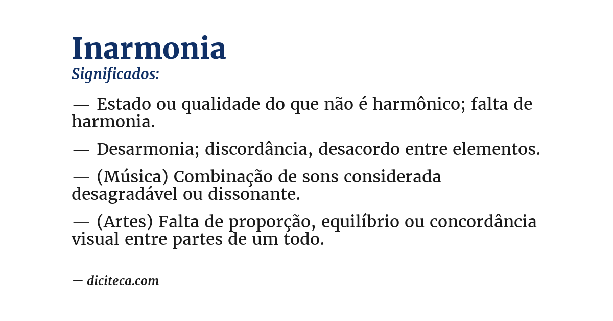 Significado de inarmonia