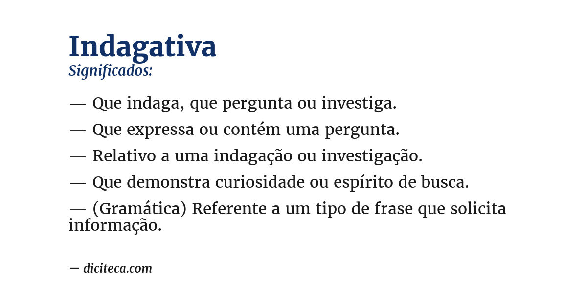 Significado de indagativa