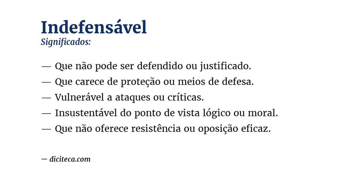 Significado de indefensável