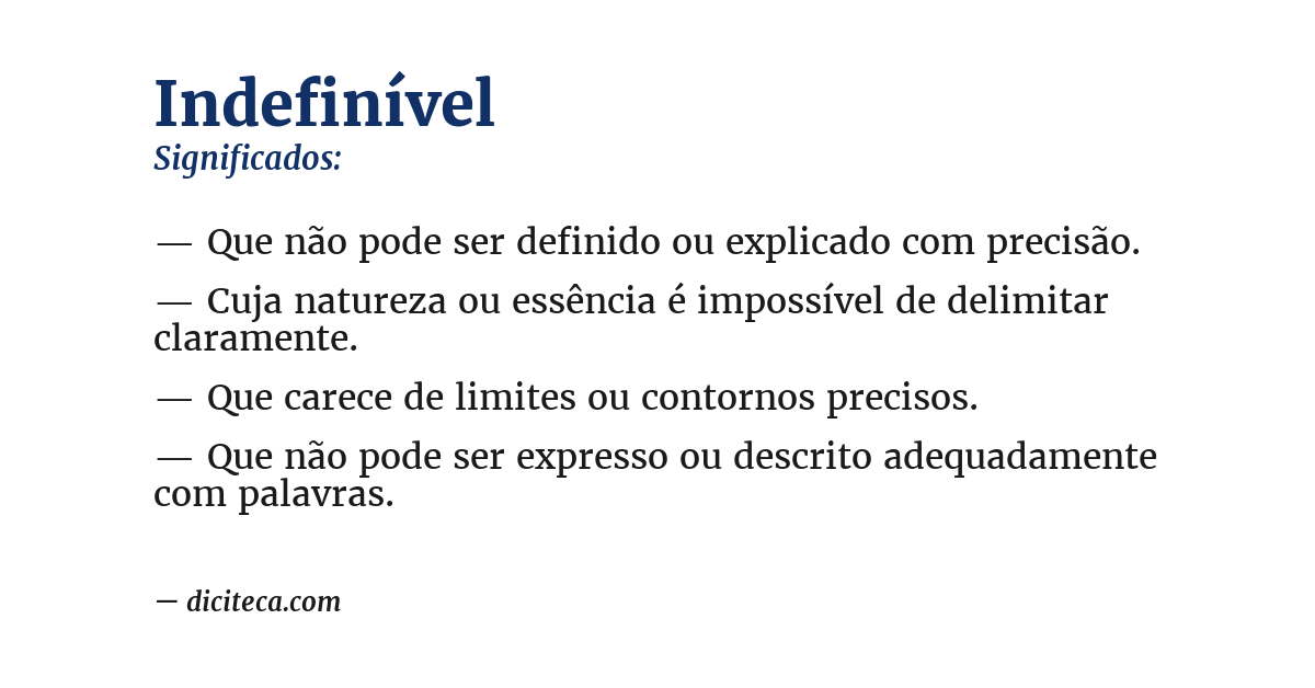 Significado de indefinível
