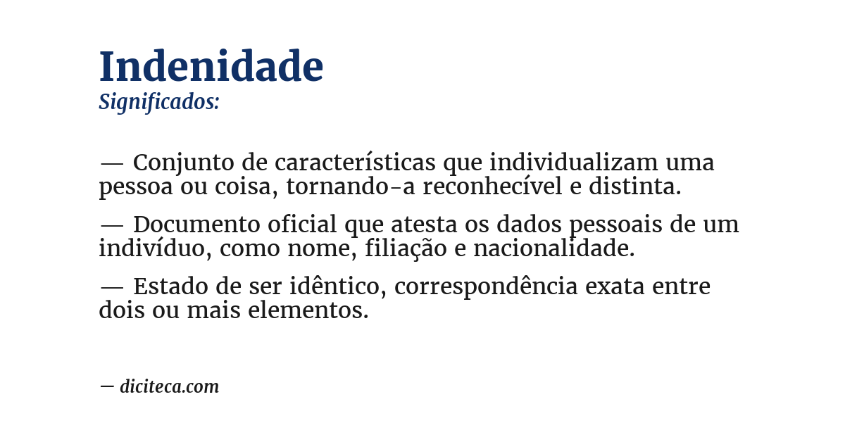 Significado de indenidade