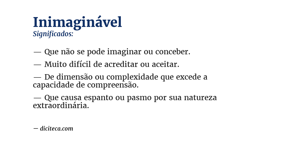Significado de inimaginável