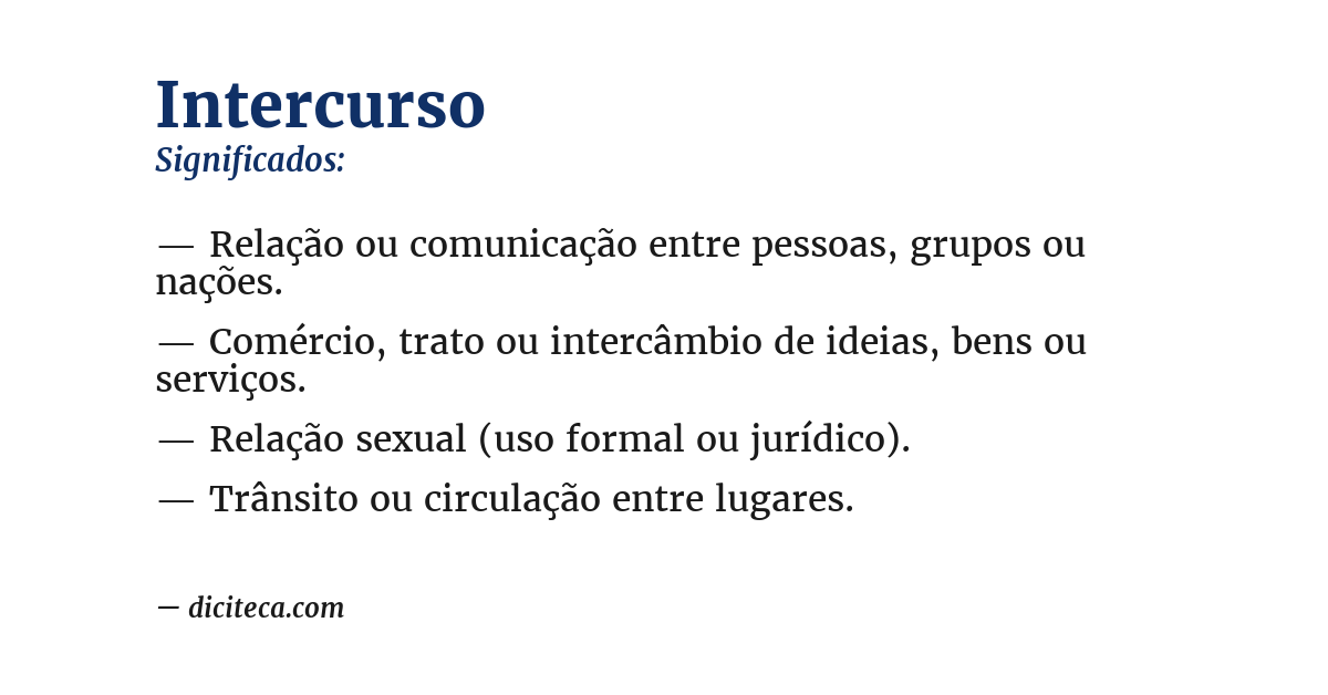 Significado de intercurso