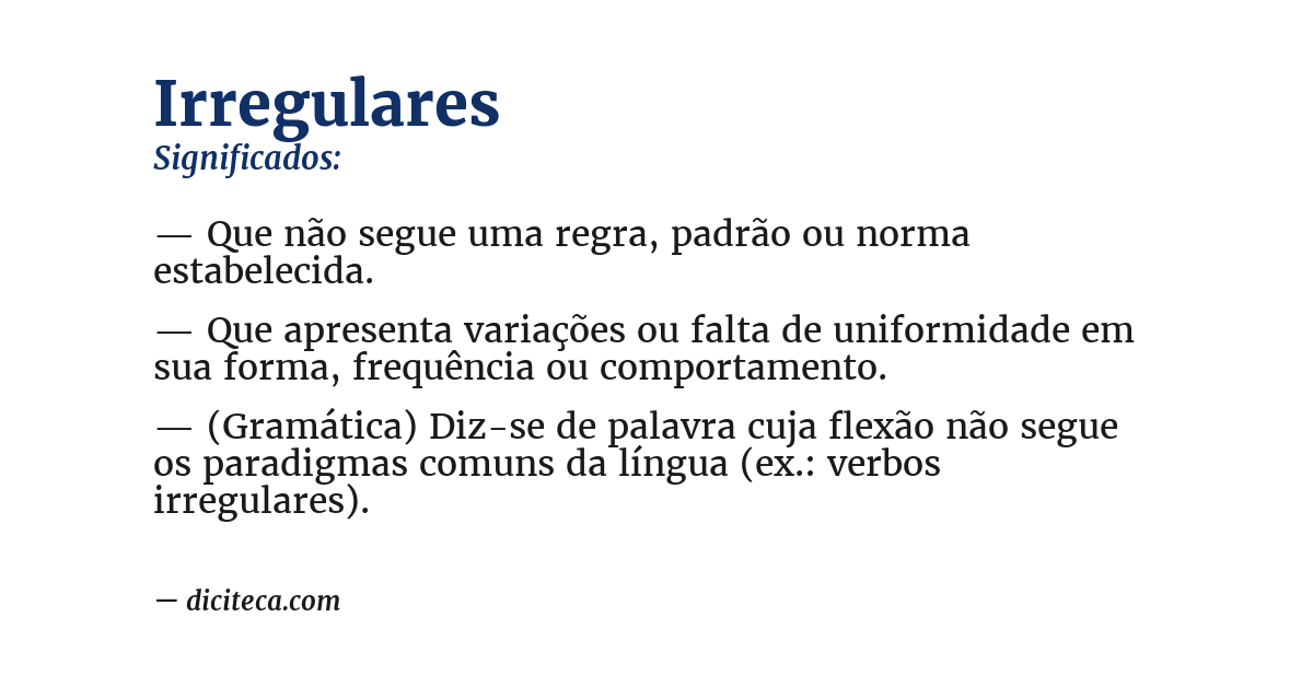 Significado de irregulares