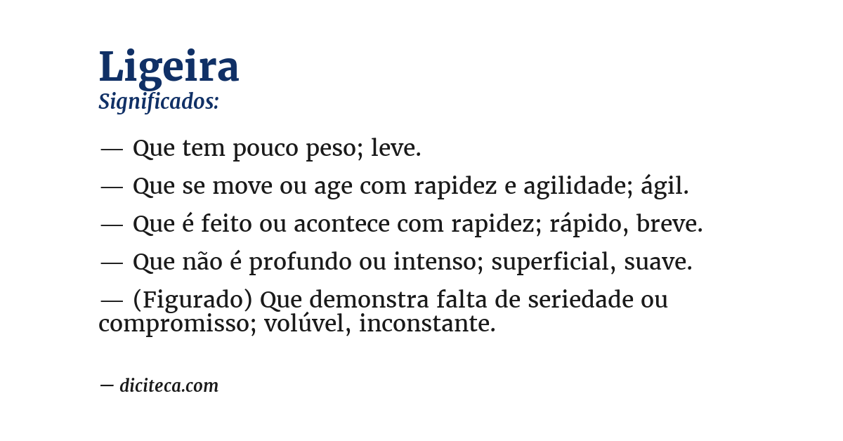 Significado de ligeira