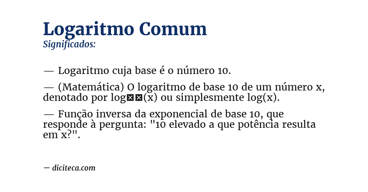 Significado de logaritmo comum