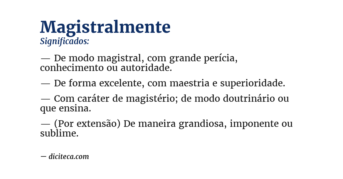 Significado de magistralmente