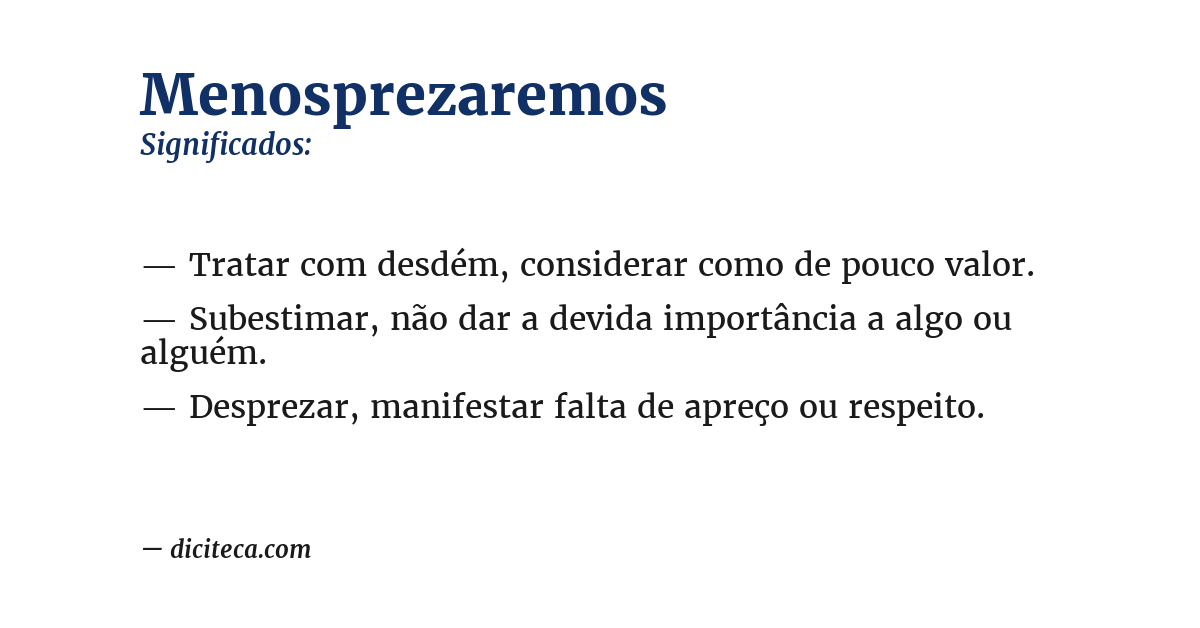 Significado de menosprezaremos