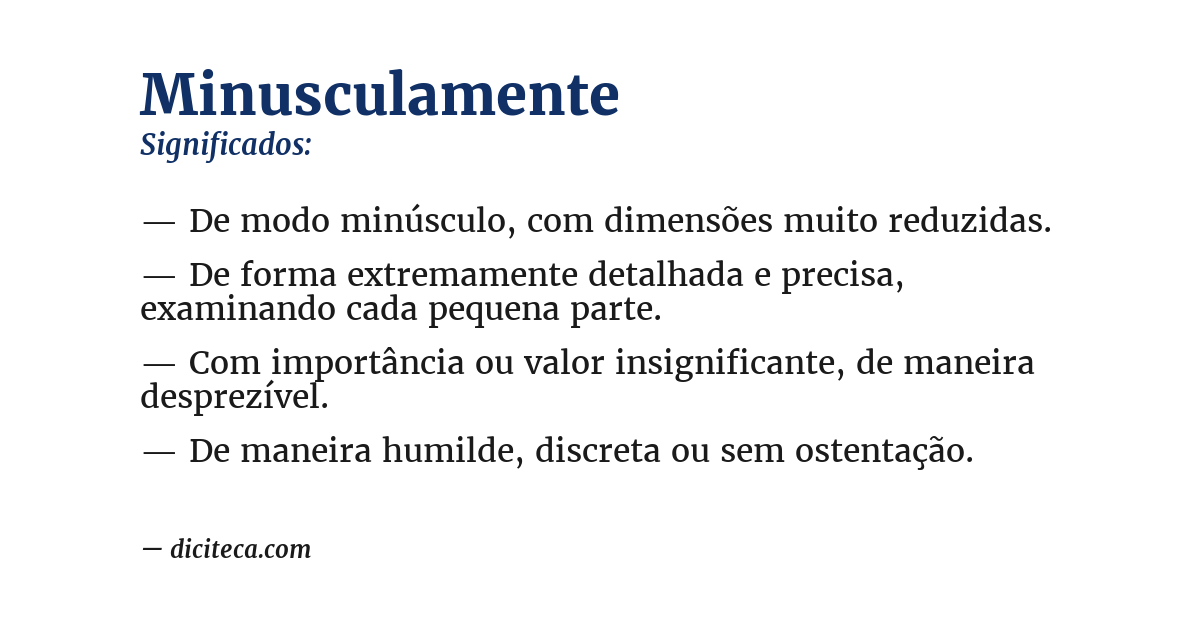 Significado de minusculamente