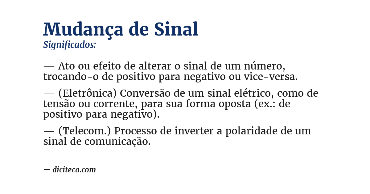 Significado de mudança de sinal