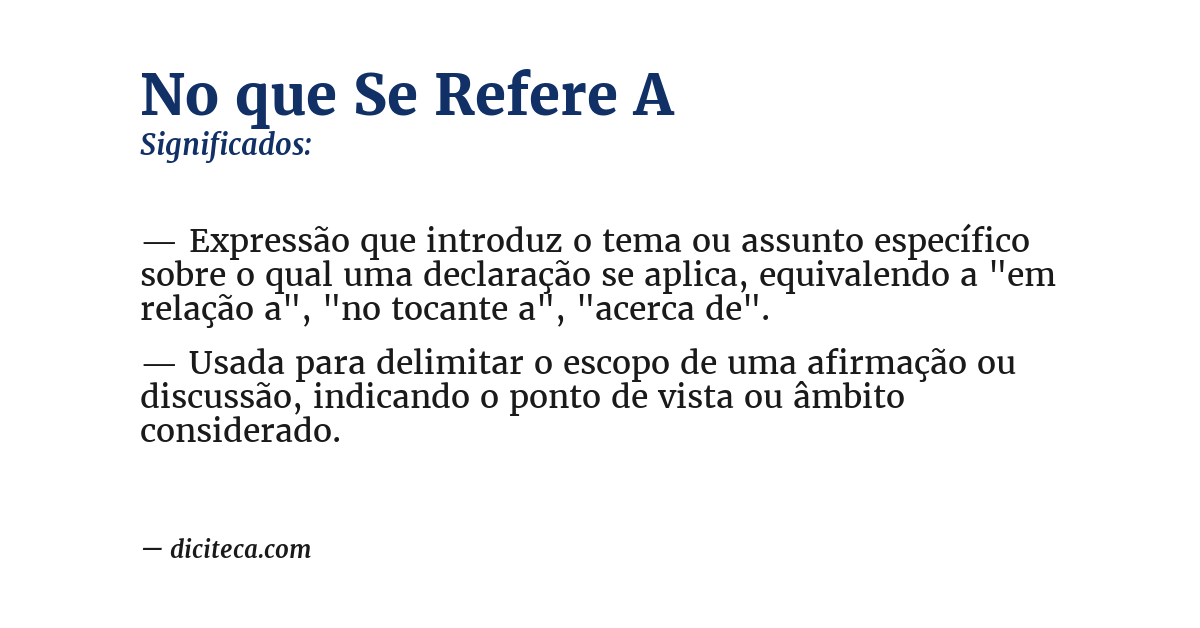 Significado de no que se refere a