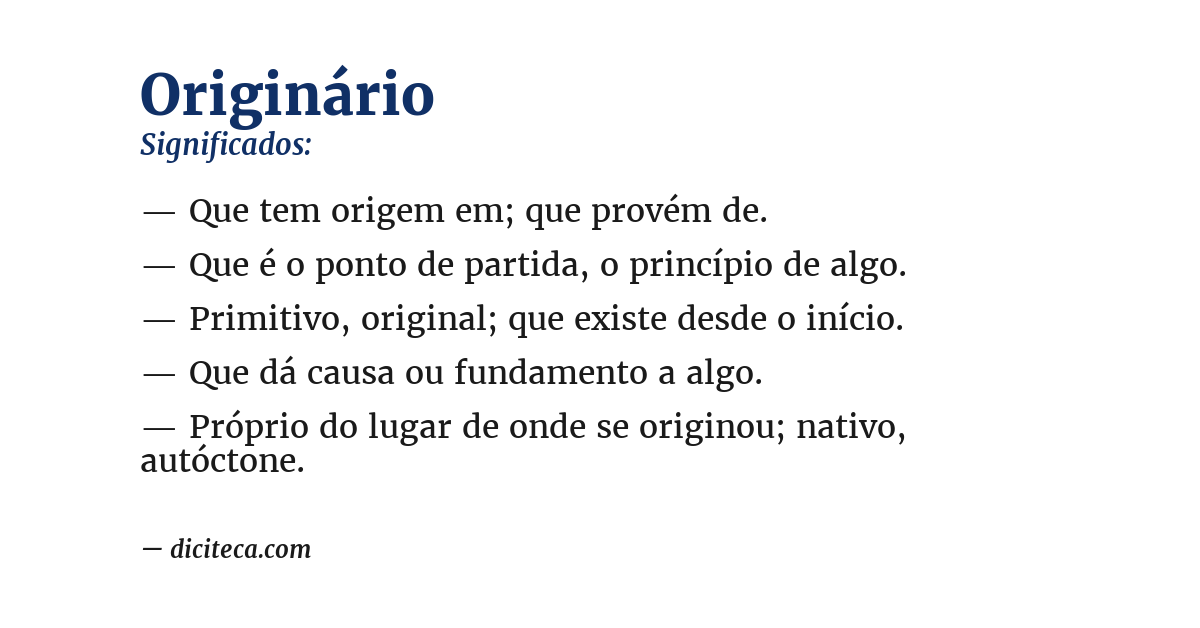 Significado de originário