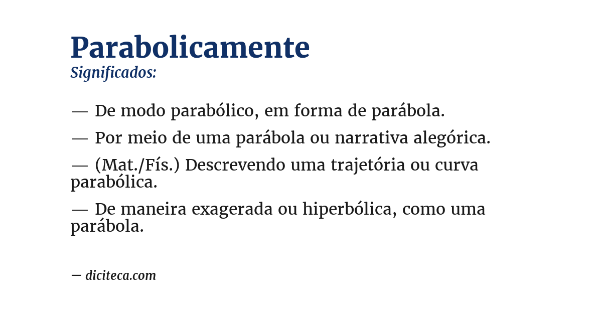 Significado de parabolicamente