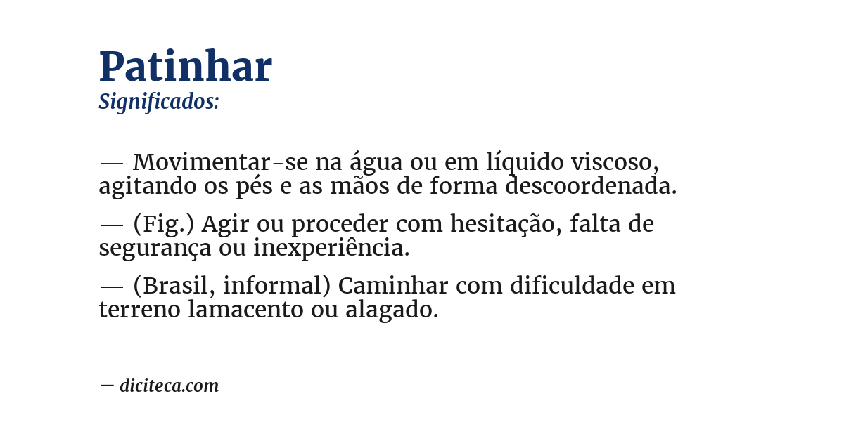 Significado de patinhar
