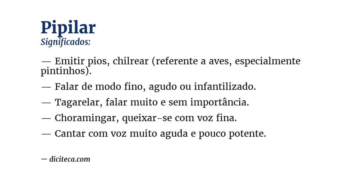 Significado de pipilar