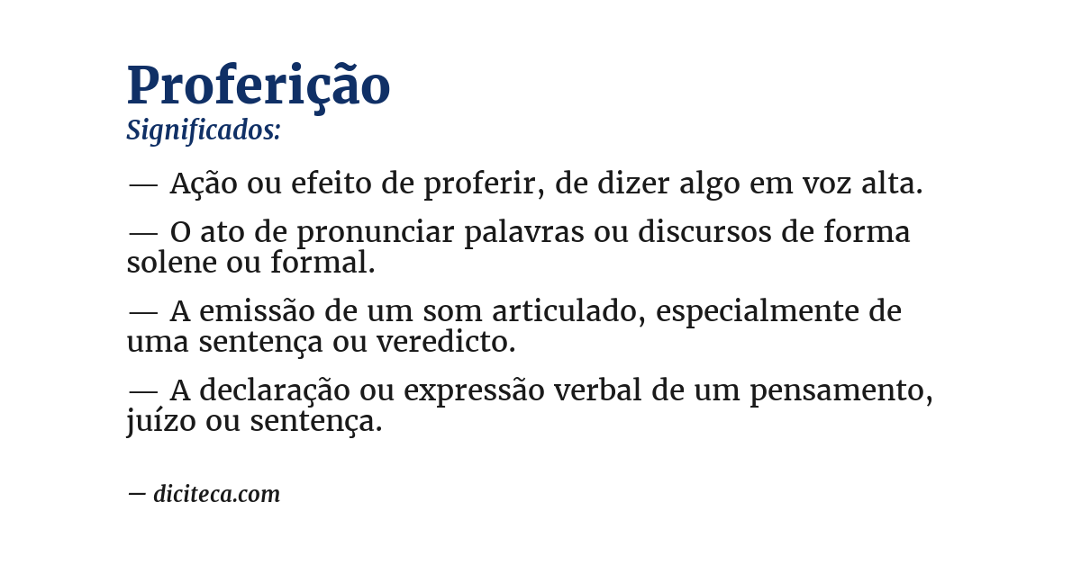 Significado de proferição