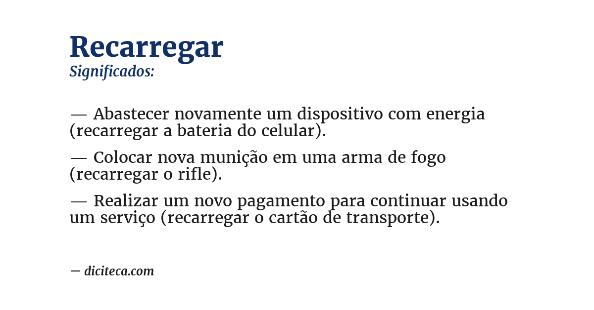 Significado de recarregar
