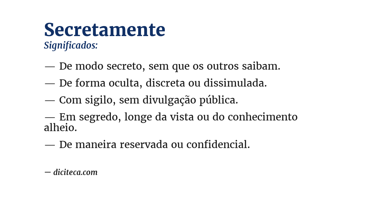 Significado de secretamente