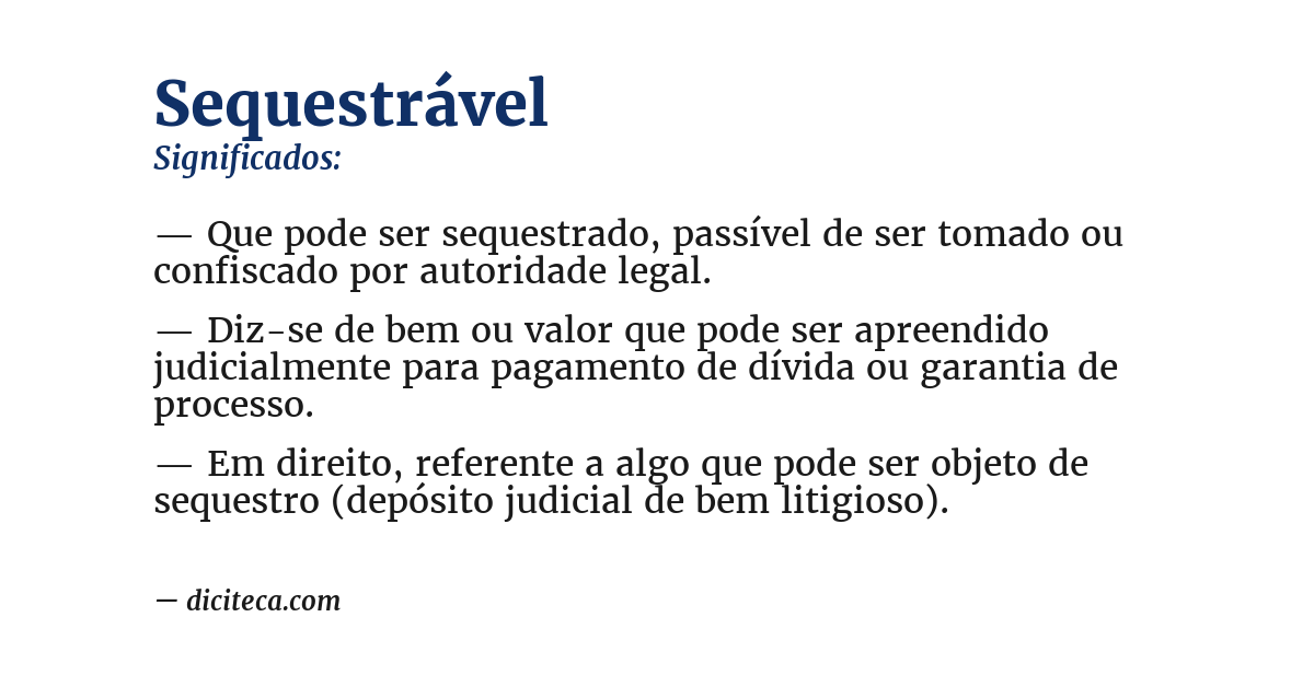 Significado de sequestrável