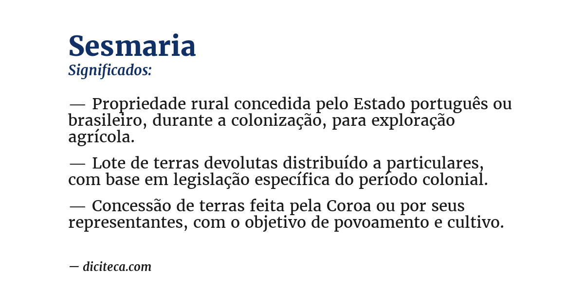 Significado de sesmaria