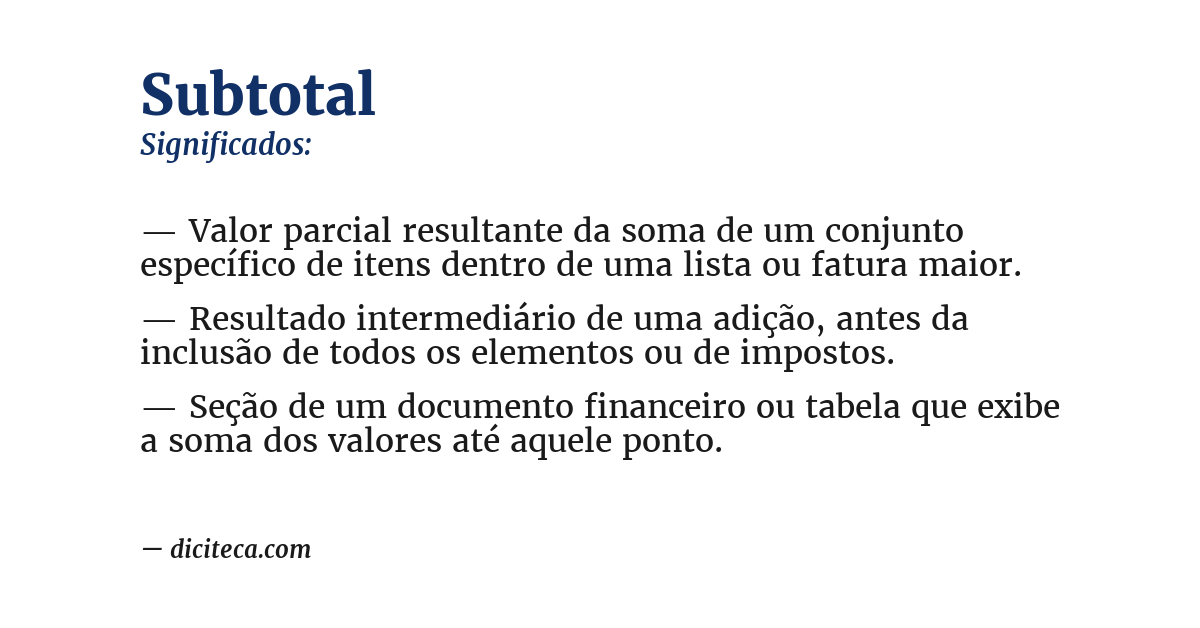 Significado de subtotal