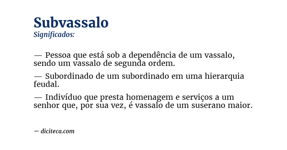 Significado de subvassalo