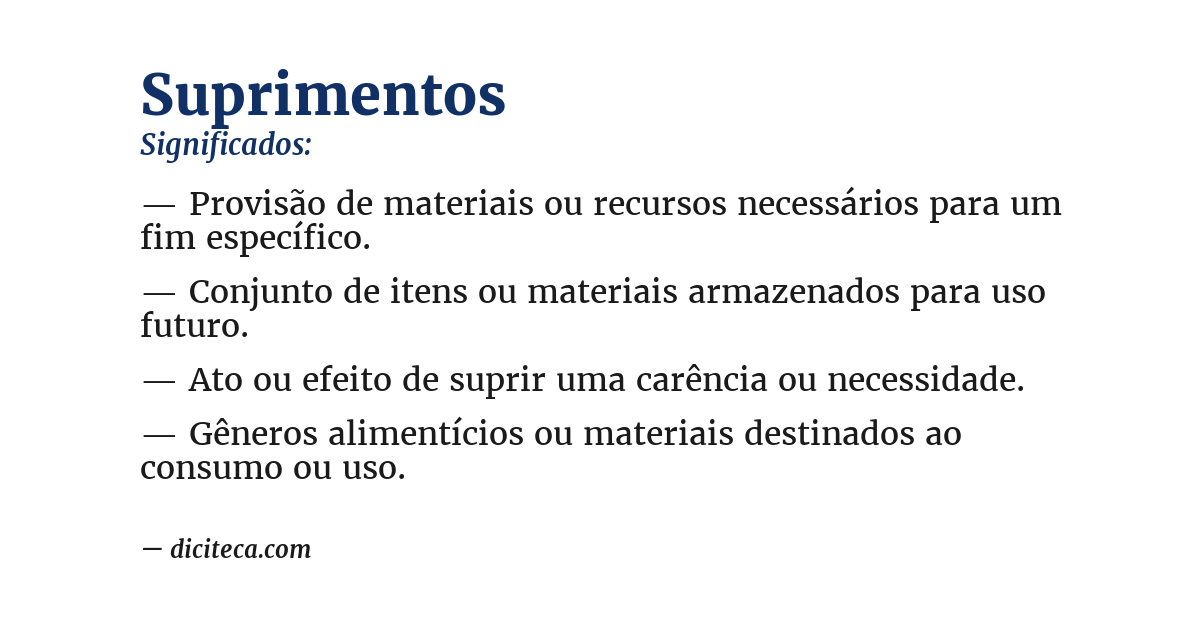 Significado de suprimentos