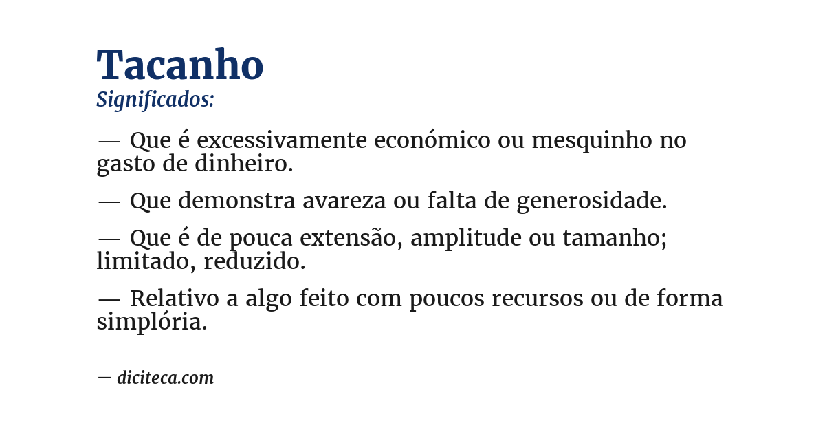 Significado de tacanho