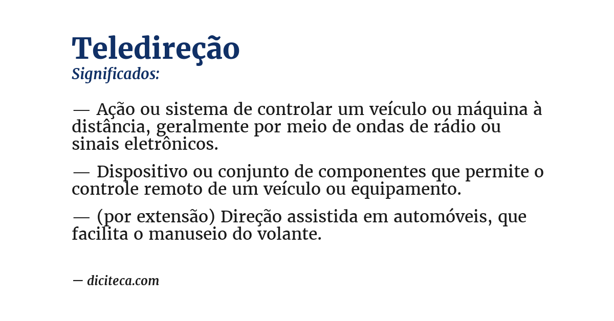 Significado de teledireção