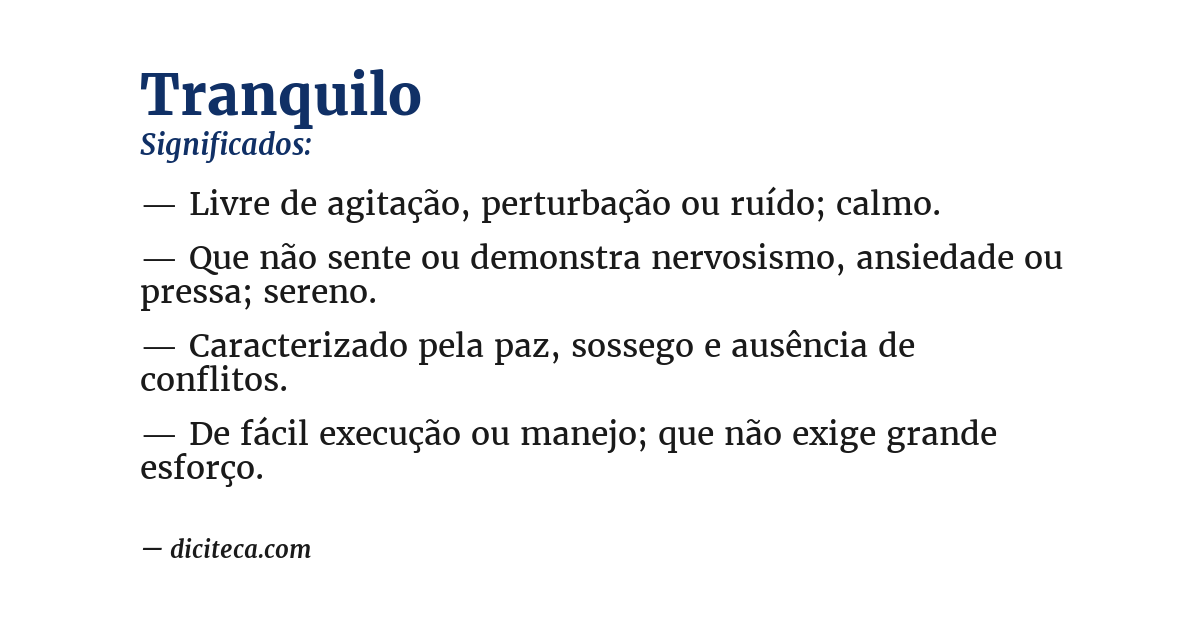 Significado de tranquilo