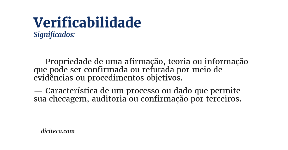 Significado de verificabilidade