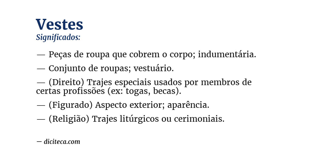 Significado de vestes