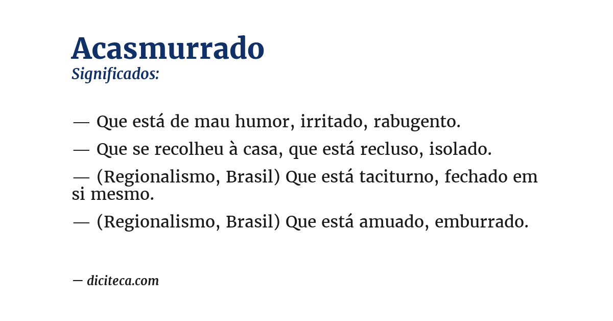Significado de acasmurrado