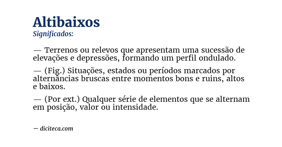 Significado de altibaixos