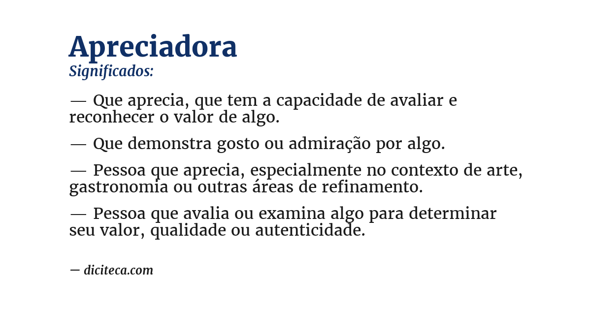 Significado de apreciadora