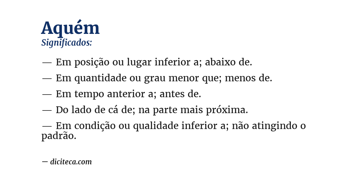 Significado de aquém