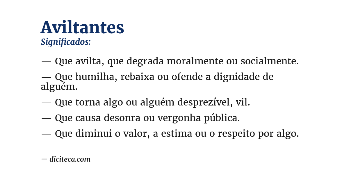 Significado de aviltantes