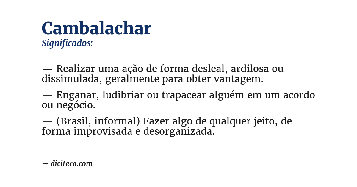 Significado de cambalachar