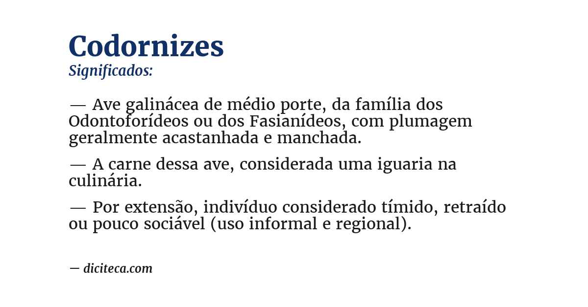 Significado de codornizes