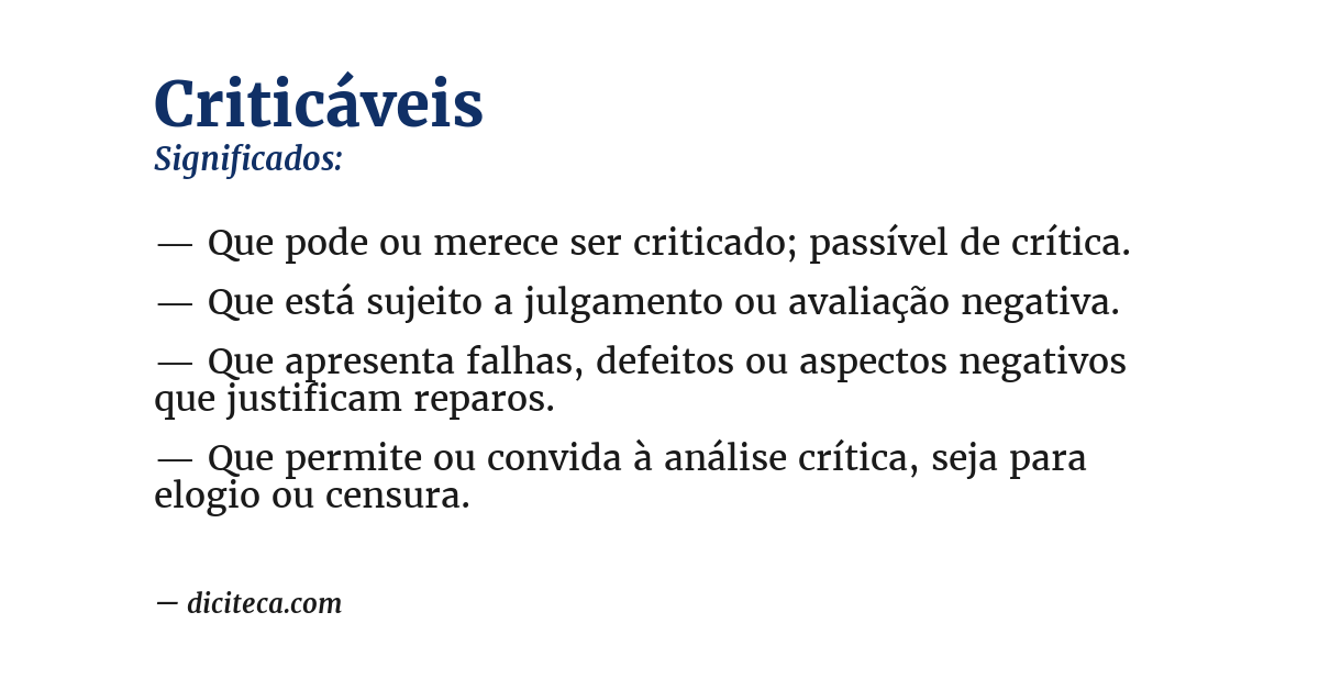 Significado de criticáveis