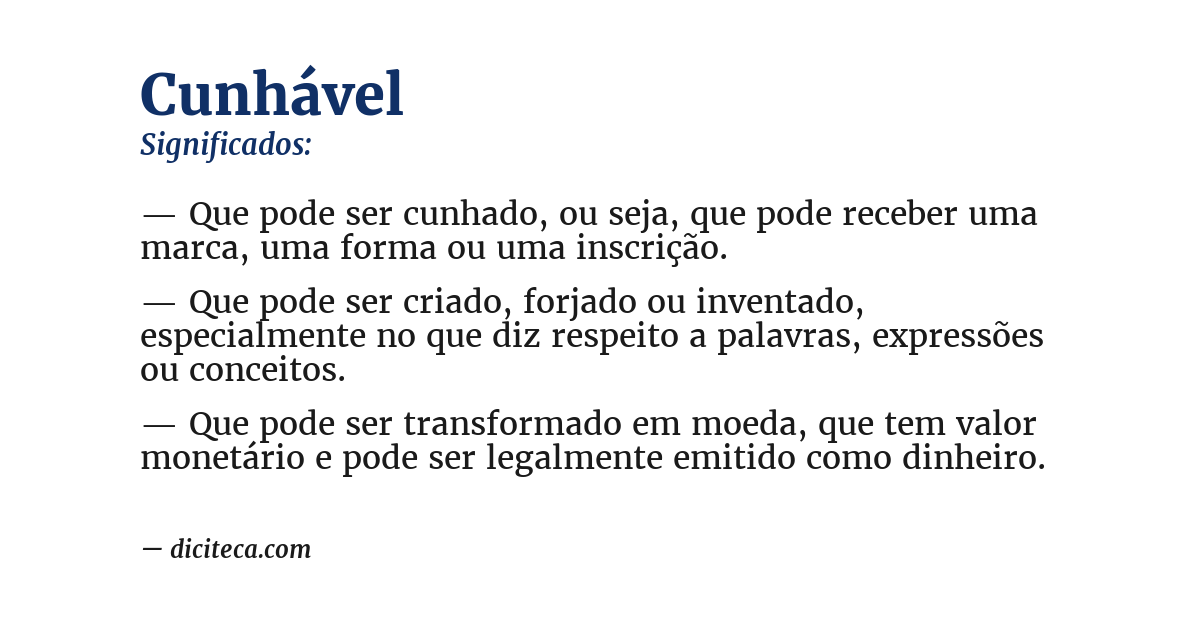 Significado de cunhável